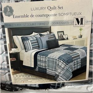 Brand New Navy, White and Light Blue Quilt